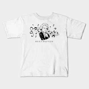 The Ludwig van Beethoven Portrait and Bust with Notes Kids T-Shirt